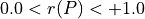 0.0 < r(P) < +1.0
