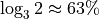 \log_3 2 \approx 63\%